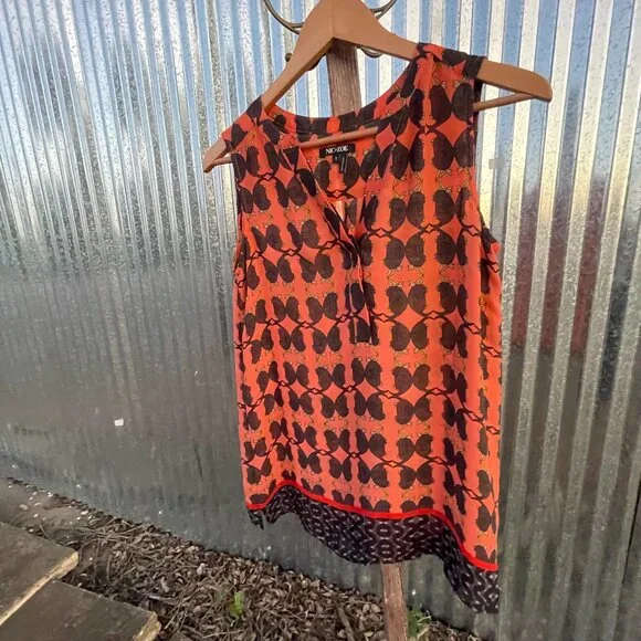Women's Size Small NIC+ZOE Sleeveless Orange/Black Armadillo Top - Picture 11 of 16